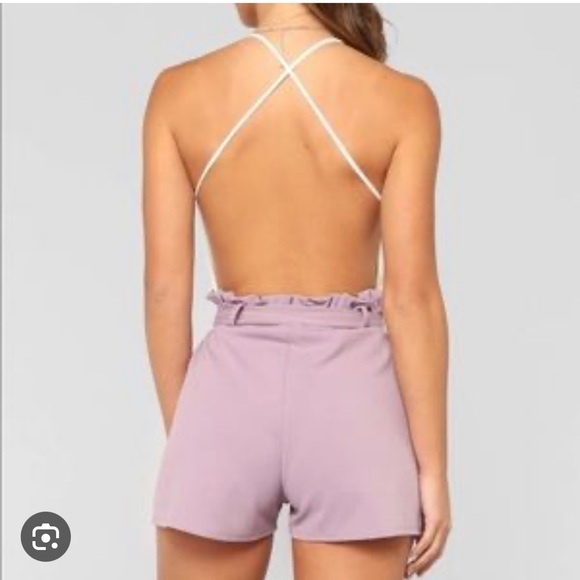 Lavender and White Romper - Picture 5 of 6